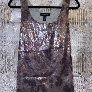 Sequined Grey and Plum Tank Top size M